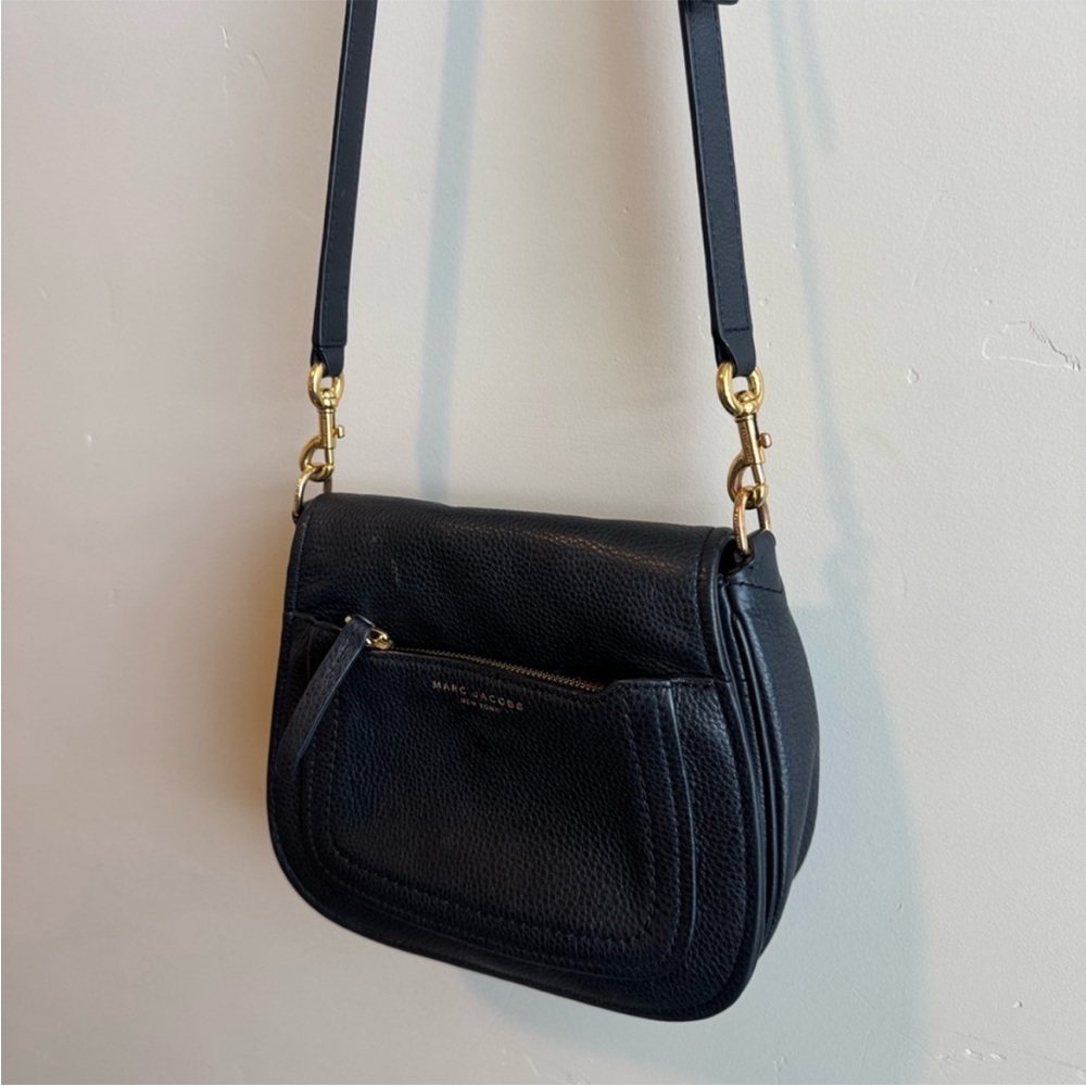 Marc Jacobs Black Crossbody Bag with Gold Accents